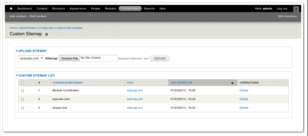 Custom Sitemap Module