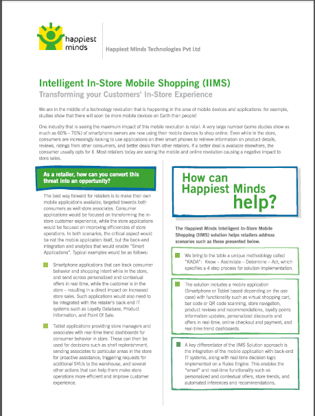 Intelligent In Store Mobile Shopping (IIMS)