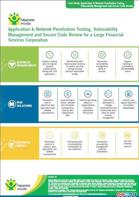 Application & Network Penetration Testing, Vulnerability Management and Secure Code Review for a large financial services corporation