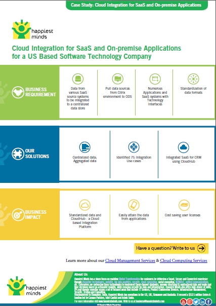 Cloud Integration for SaaS and On-premise Applications for a US Based Software Technology Company