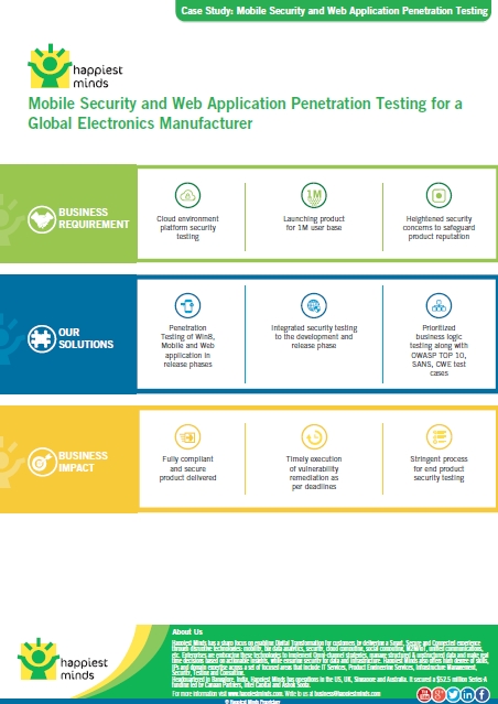 Mobile Security and Web Application Penetration Testing for a Global Electronics Manufacturer