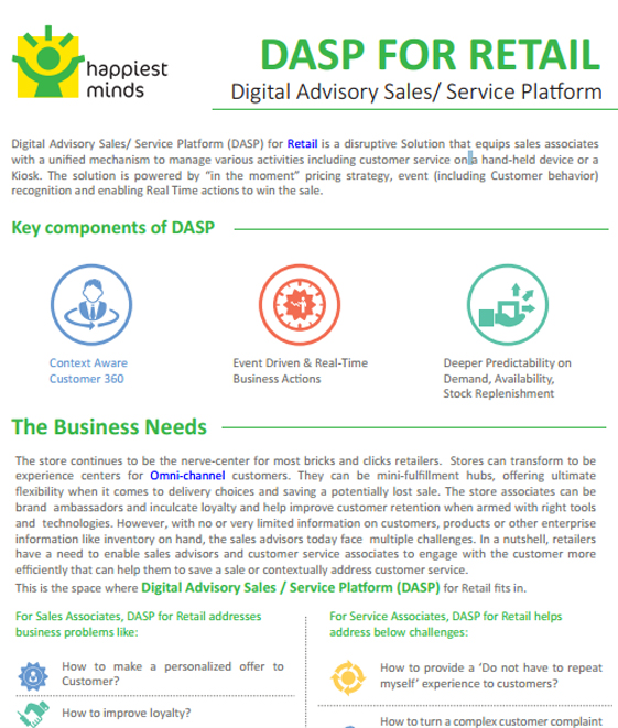 DASP FOR RETAIL Digital Advisory Sales/ Service Platform