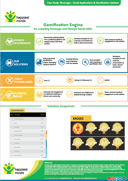 Gamiﬁcation Engine for a leading beverage and lifestyle based MNC