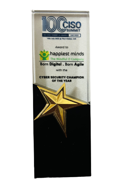 Happiest Minds has been honoured as ‘Cybersecurity Champion of the Year’ at 100 CISO Forum – Summit & Awards 2023, Dubai 