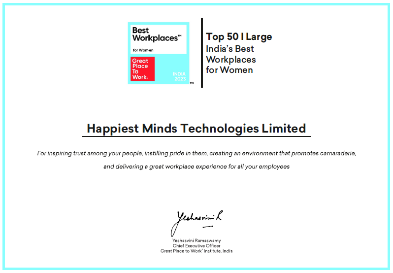 Happiest Minds is among Top 50 India’s Best Workplaces for Women™ 2023